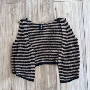 Pebby Forever Black/Tan Crochet Vest Women Size M Boho Hippie Festival Layering